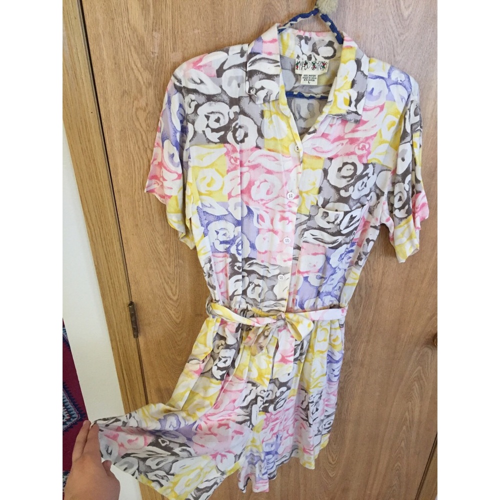 Vintage Colorful Button-up Romper!